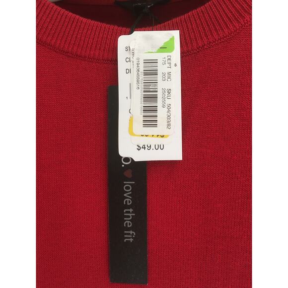 NWT Intro Love The Fit Medium Red Sweater Ribbed Hems Side Slits Scoop Neck - Picture 4 of 4